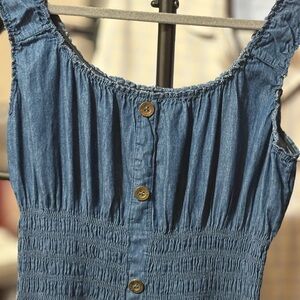 Lapis Blue Denim Maxi Dress with Button Front